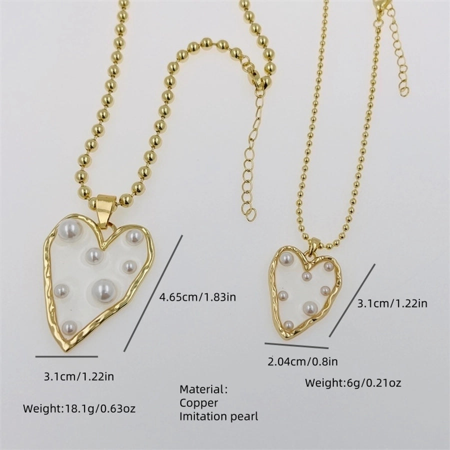1 Piece Copper Plating 18K Gold Artificial Pearl Hollowed-out Original Design Love Star Pendant Necklace Original Cross-Border New Fashion Noble Suitable for Mother's Day Valentine's Day Gift