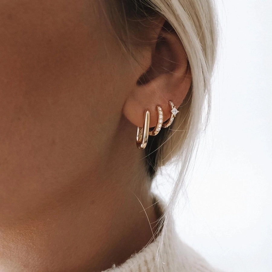 1 Set Elegant Luxurious Square Oval Copper Hoop Earrings