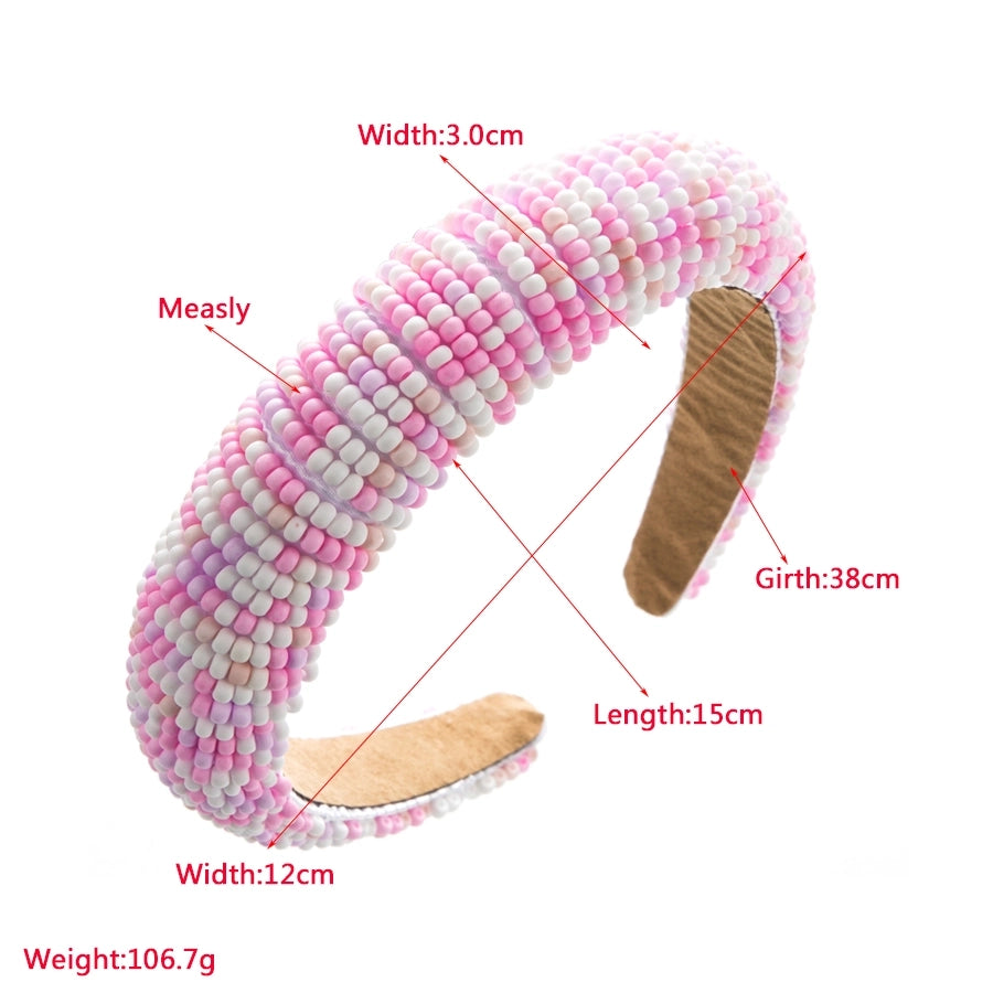 retro color block cloth inlay crystal hair band