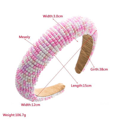 retro color block cloth inlay crystal hair band