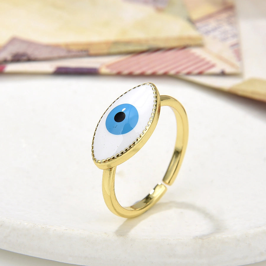 Copper Plating 18K Color Retaining Glossy Dripping Oval Open Ring