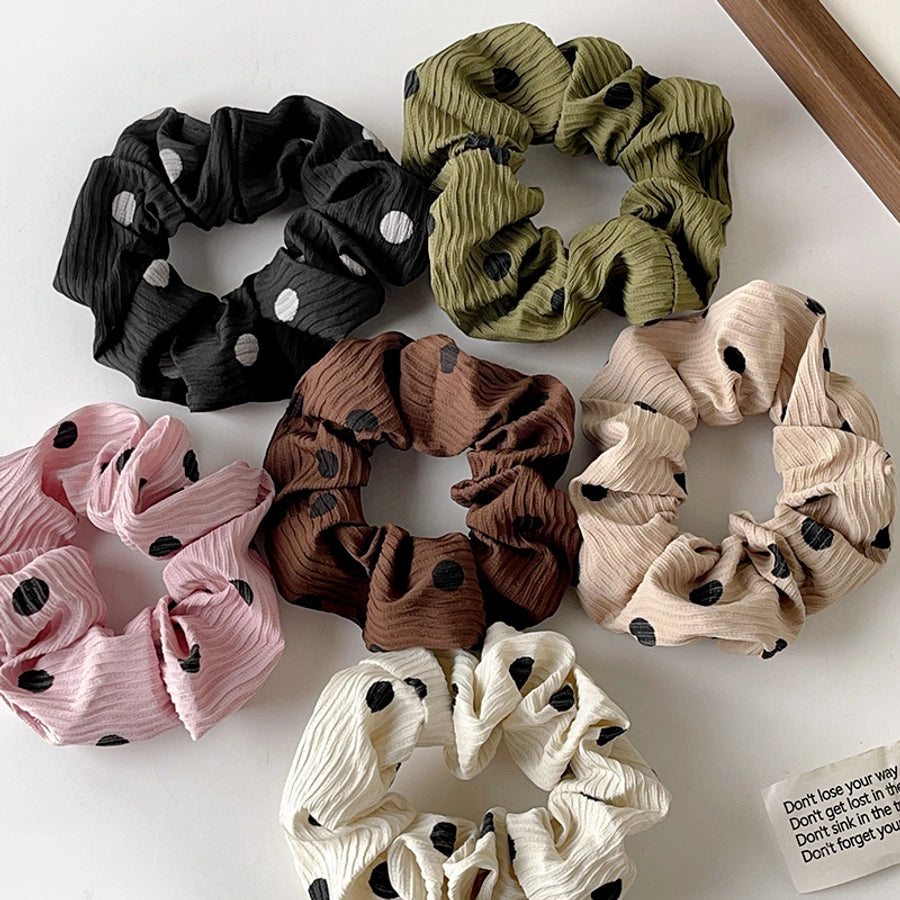 Women's Casual Simple Style Round Dots Cloth Pleated Hair Tie