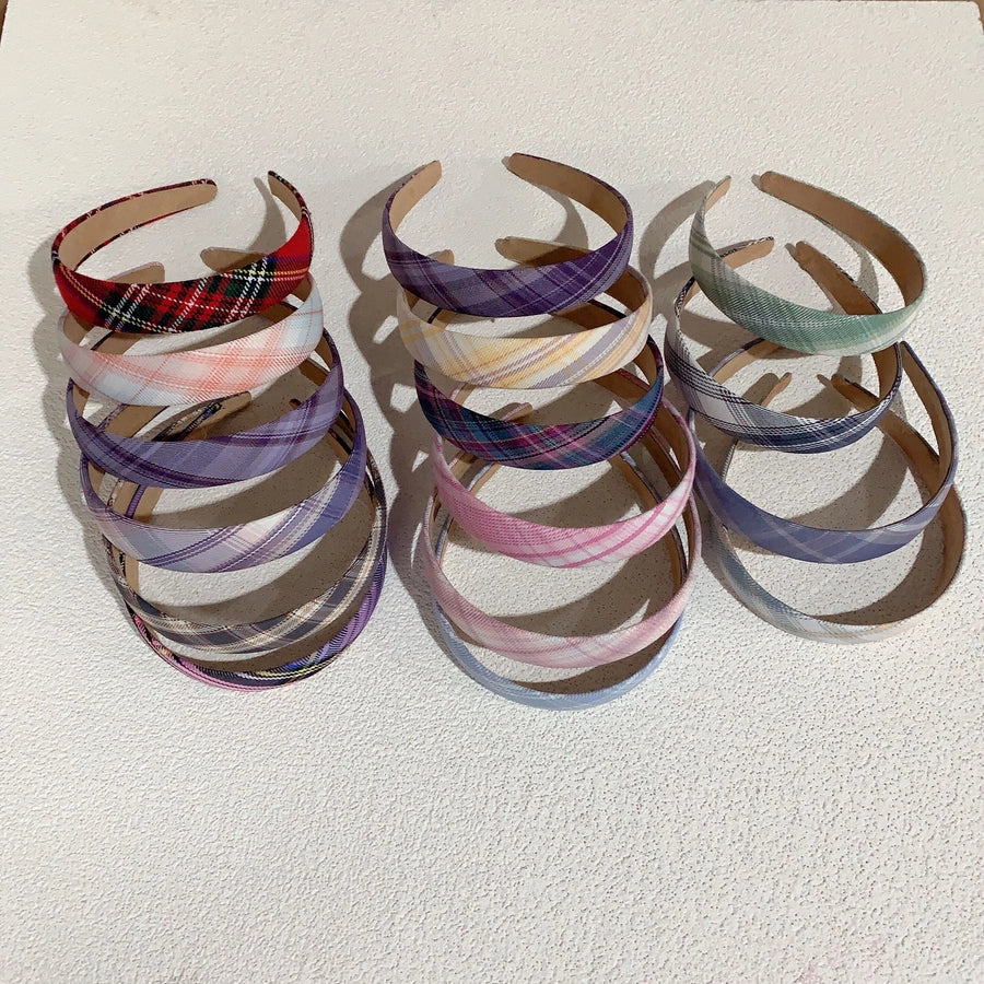 simple style plaid cloth hair band 1 piece