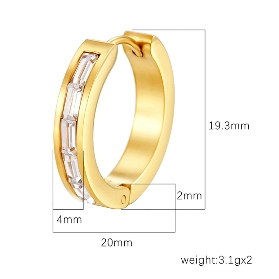 1 Pair Simple Style Geometric Inlay 304 Stainless Steel Zircon Earrings