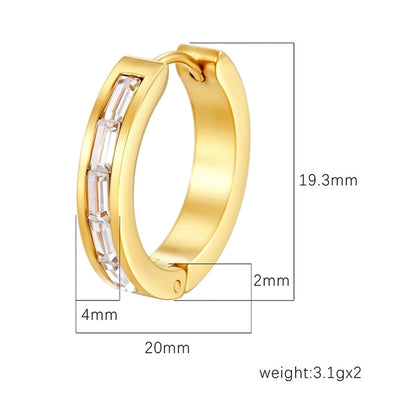 1 Pair Simple Style Geometric Inlay 304 Stainless Steel Zircon Earrings