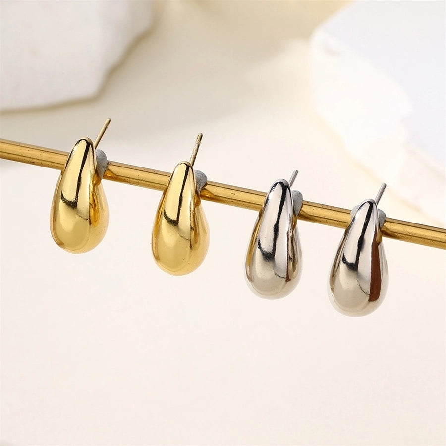 1 Pair Casual Simple Style Water Droplets 304 Stainless Steel 18K Gold Plated Ear Studs