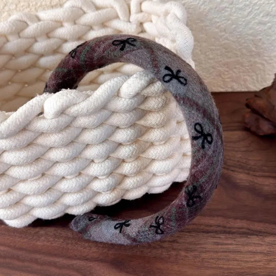 Women's Classical Retro Lattice woolen Fabric Hair Band