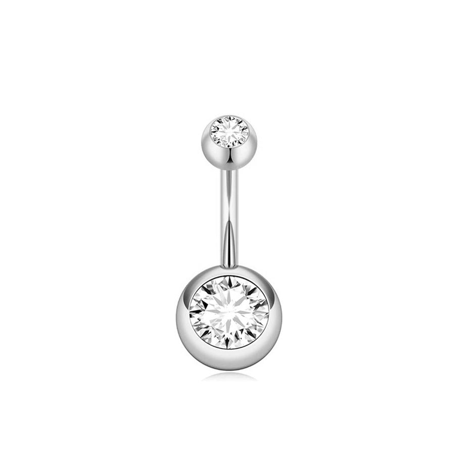 1 Piece 1 Set Belly Rings Simple Style Shiny Geometric 316L Stainless Steel  Copper Inlay Zircon