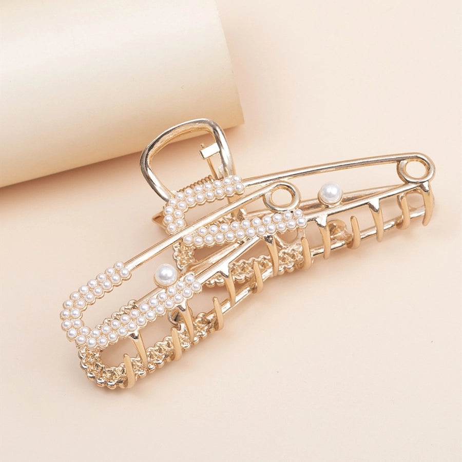 women's simple style solid color metal plating hair claws