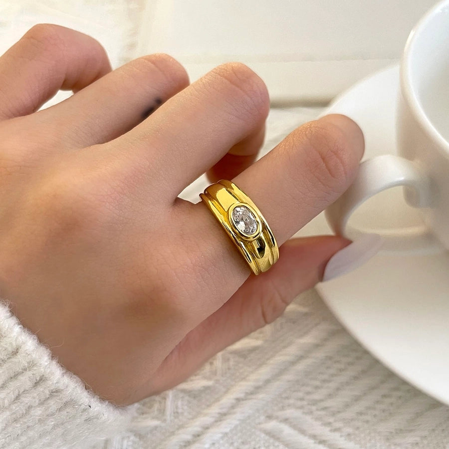 Jewelry Casual Vintage Style Classic Style Hexagram Round Copper Zircon K Gold Plated Rings