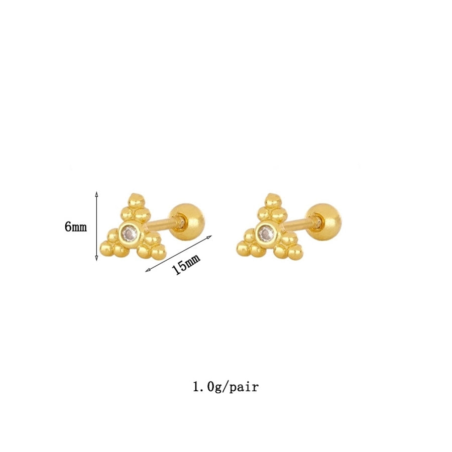 1 Pair Simple Style Geometric Star Inlay Copper Zircon Gold Plated Earrings Ear Studs