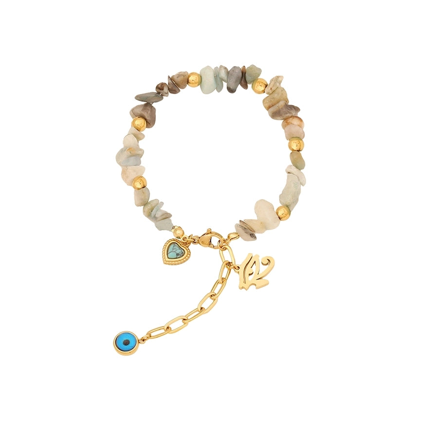 Elegant Commute Heart Shape Eye 18K Gold Plated 304 Stainless Steel Stone  Bracelets