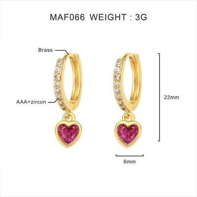 1 Pair Sweet Simple Style Heart Shape Plating Inlay Copper Zircon Zircon Drop Earrings