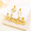 1 Pair Elegant Tropical Leaves Flower Shell 201 Stainless Steel Drop Earrings