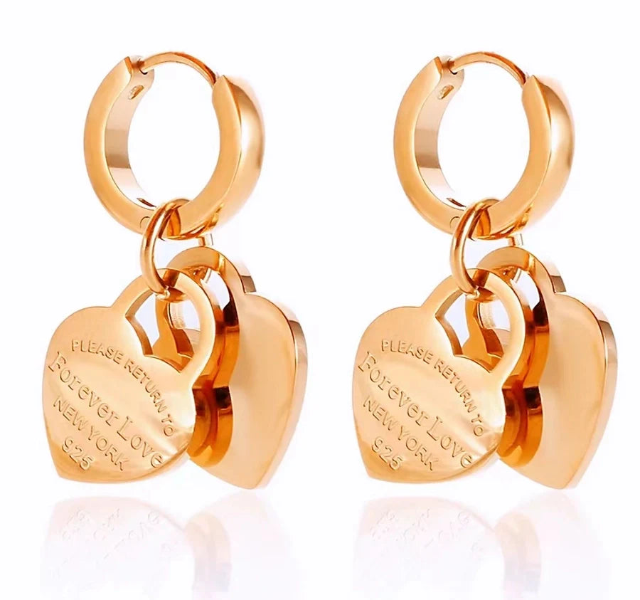 Jewelry Simple Style Heart Shape 304 Stainless Steel Plating Earrings Necklace