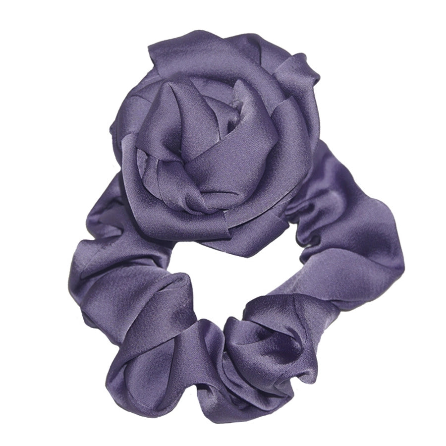 fashion rose solid color cloth hair tie
