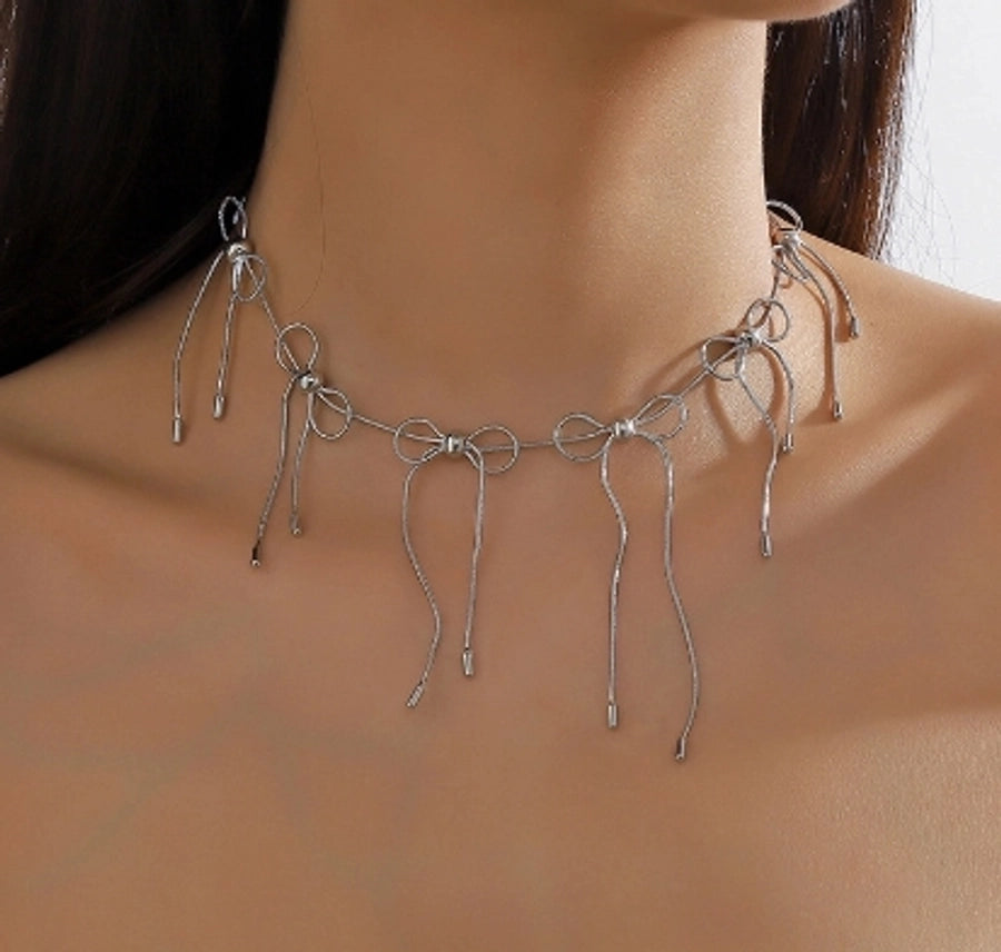 Copper Plating Bow Knot Necklace