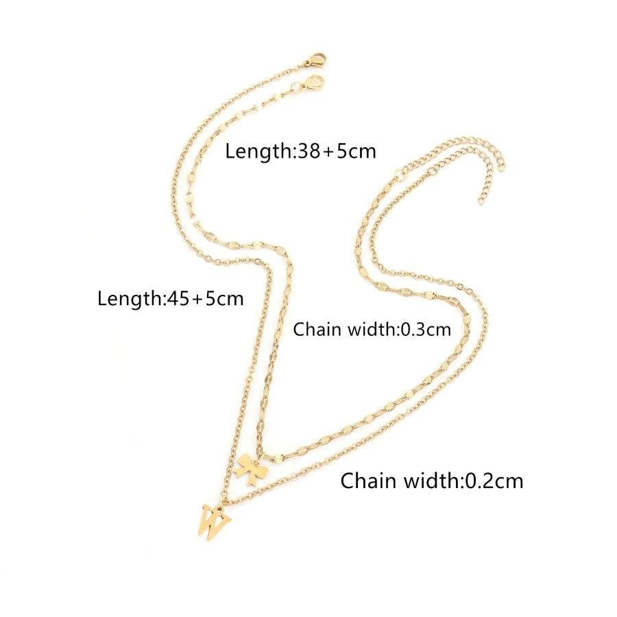 Jewelry Elegant Simple Style Classic Style Letter Bow Knot 201 Stainless Steel 304 Stainless Steel Pendant Necklace