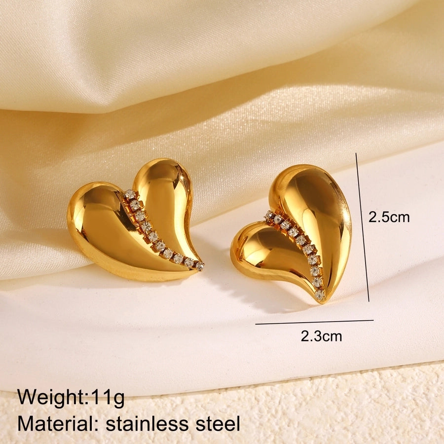 1 Pair Retro Simple Style Classic Style Geometric Heart Shape Bow Knot Plating 304 Stainless Steel Ear Studs