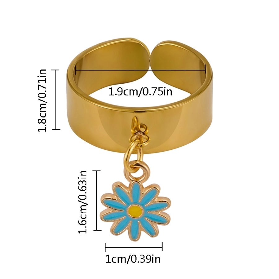 Jewelry Elegant Retro Solid Color 304 Stainless Steel Enamel Open Rings