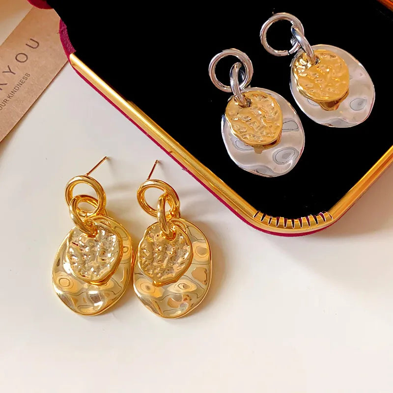 1 Pair Glam Round Plating Copper 14K Gold Plated Drop Earrings