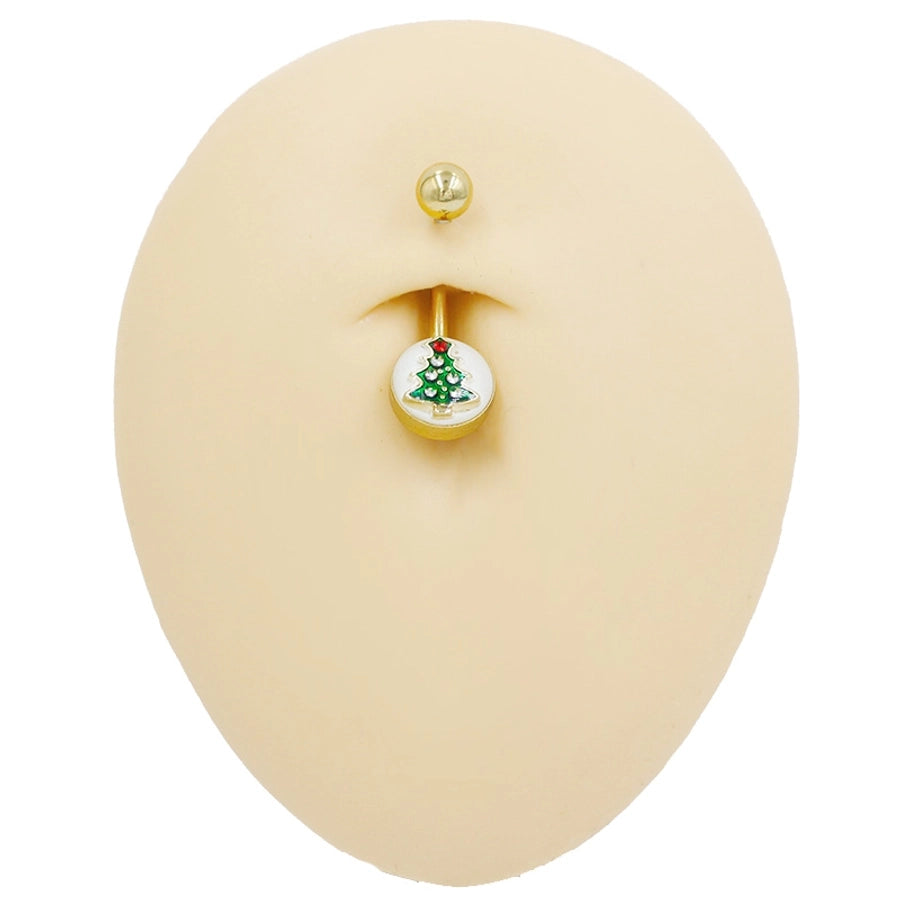 1 Piece Belly Rings Punk Simple Style Artistic Maple Leaf Rose 316 Stainless Steel  Alloy Epoxy Acrylic Rhinestones 18K Gold Plated