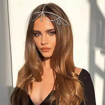 simple rhinestone water drop chain hair accessories