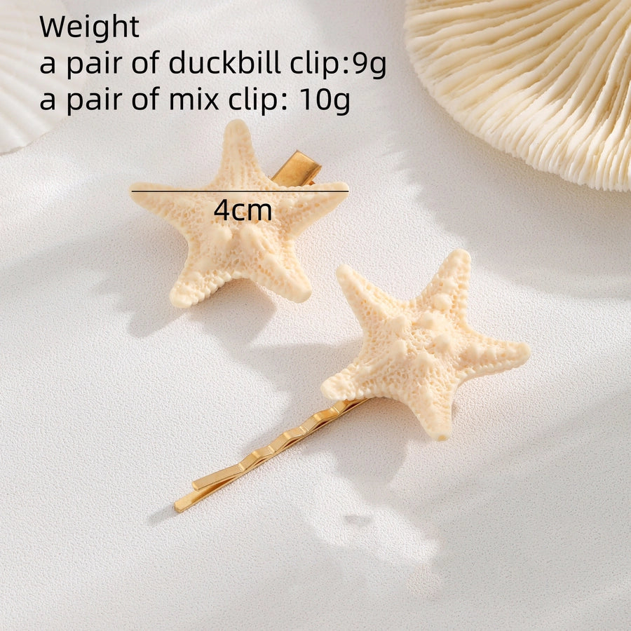 Women's Cute Beach Starfish Plastic Resin Hair Clip