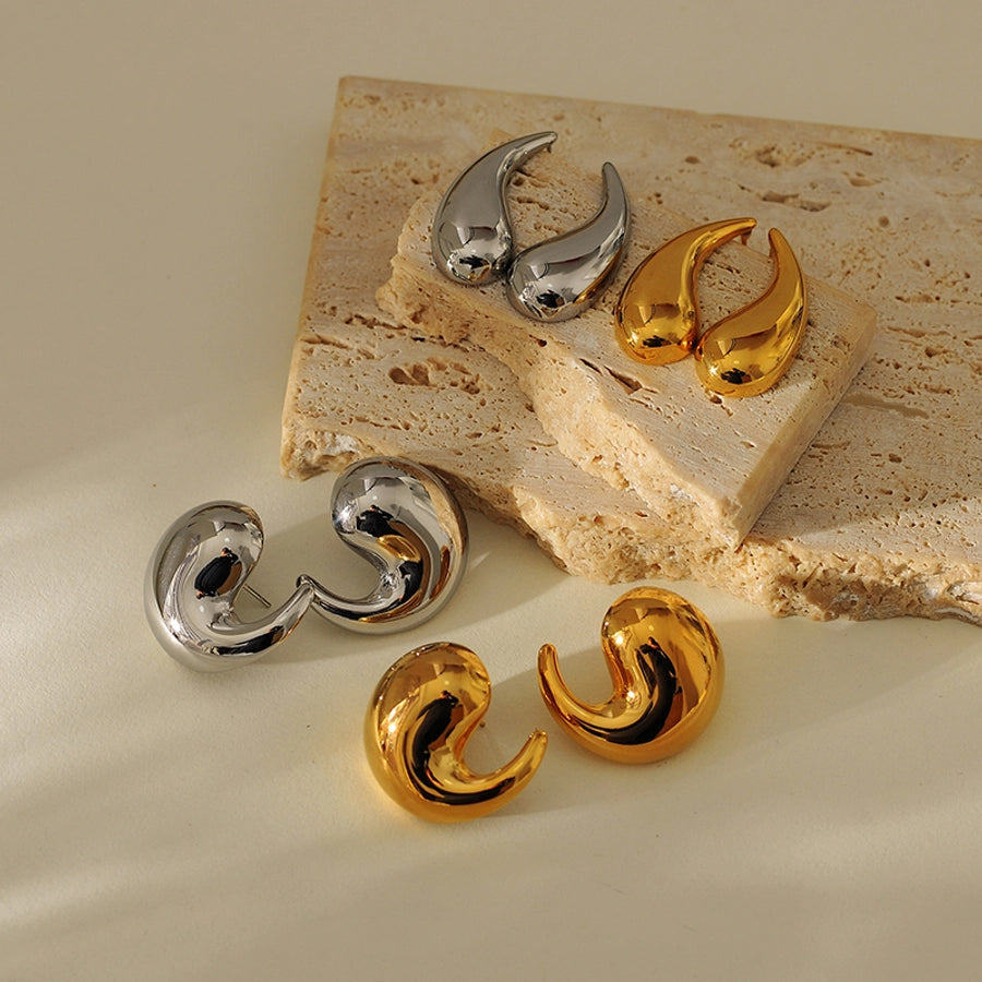 1 Pair IG Style Water Droplets 304 Stainless Steel Ear Studs