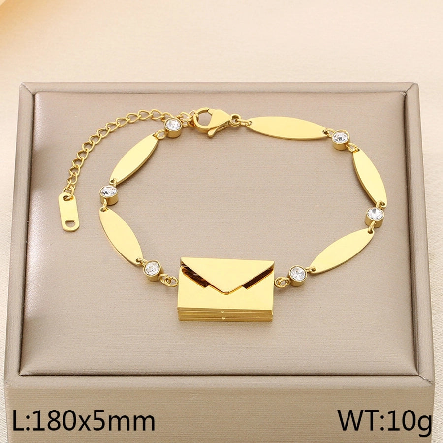 Elegant envelope Oval 304 Stainless Steel 18K Gold Plated  Bracelets In Bulk