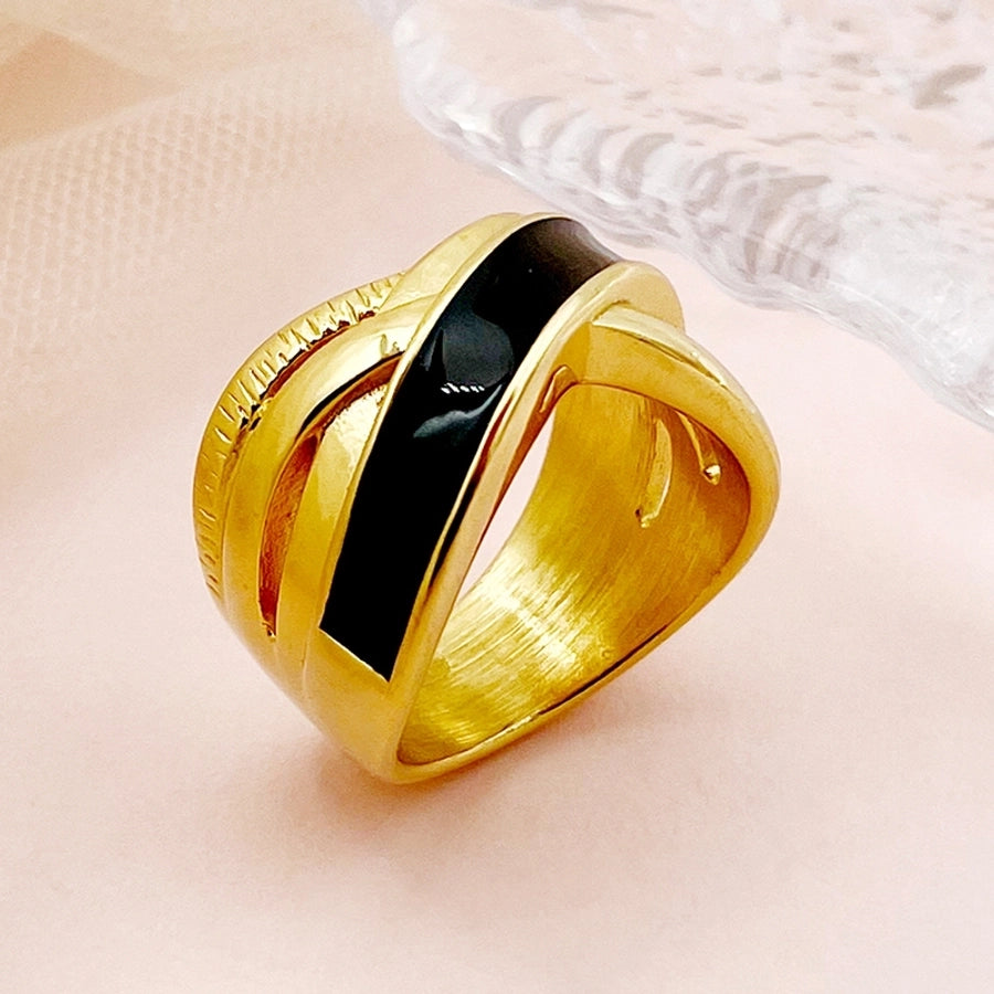Jewelry Casual Modern Style Roman Style Geometric Heart Shape 304 Stainless Steel Zircon 14K Gold Plated Enamel Plating Inlay Rings