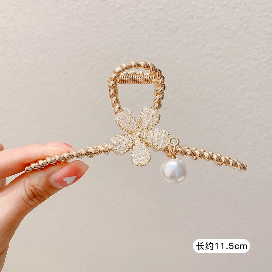 simple style solid color alloy resin hollow out hair claws