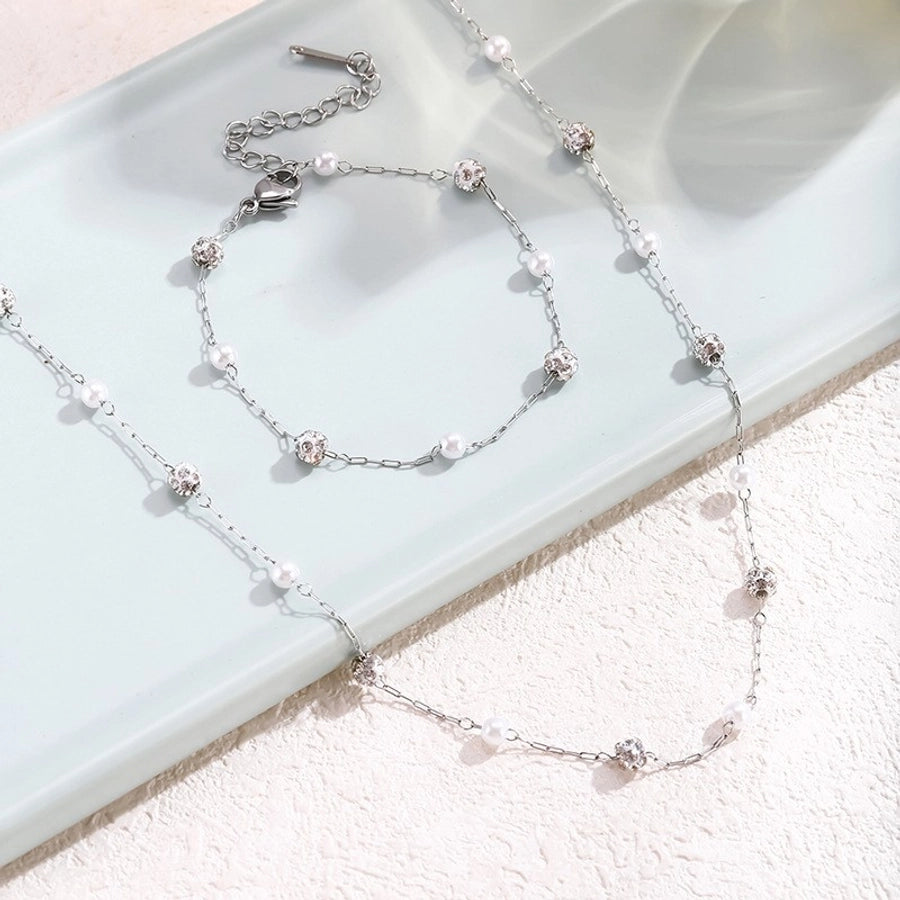 Jewelry Princess Sweet Shiny Geometric 304 Stainless Steel Plating Jewelry Set