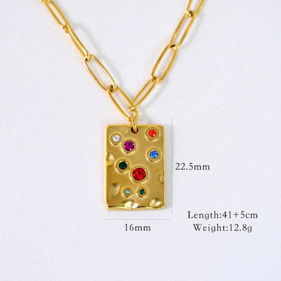 Jewelry Casual Simple Style Streetwear Geometric Titanium Steel Zircon Inlay Pendant Necklace