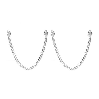 1 Pair IG Style Shiny Water Droplets Chain Inlay Copper Zircon Gold Plated Earrings