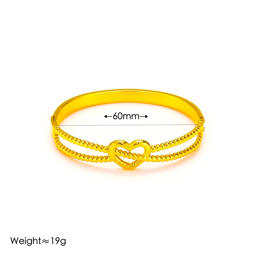 Vintage Style Classic Style Heart Shape 304 Stainless Steel 18K Gold Plated Bangle In Bulk