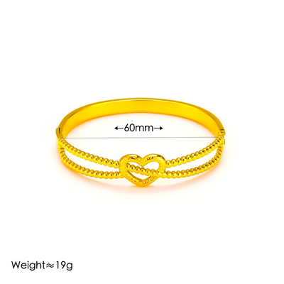 Vintage Style Classic Style Heart Shape 304 Stainless Steel 18K Gold Plated Bangle In Bulk