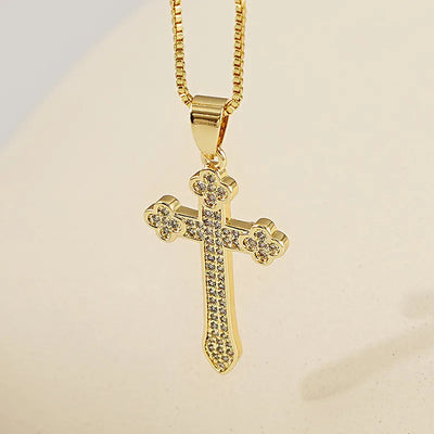 Stainless Steel 18K Gold Plated Simple Style Plating Inlay Cross Zircon