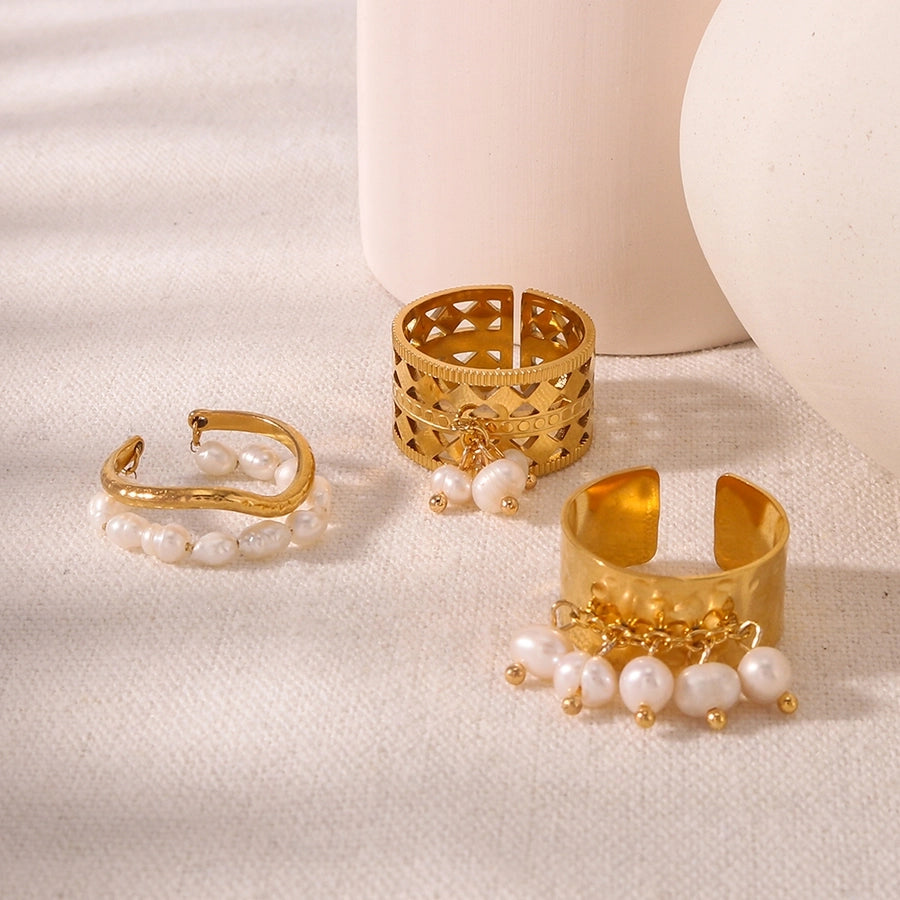 Jewelry Vintage Style Simple Style Geometric 304 Stainless Steel 18K Gold Plated Open Rings