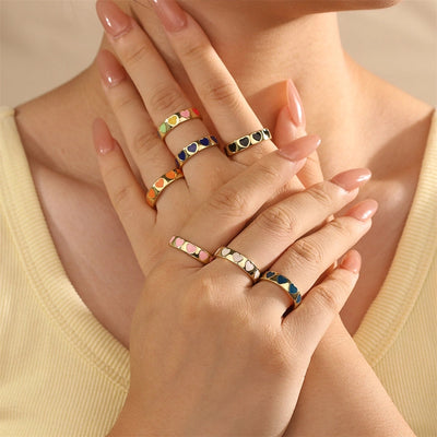 Jewelry Cute Pentagram Copper Enamel Open Rings