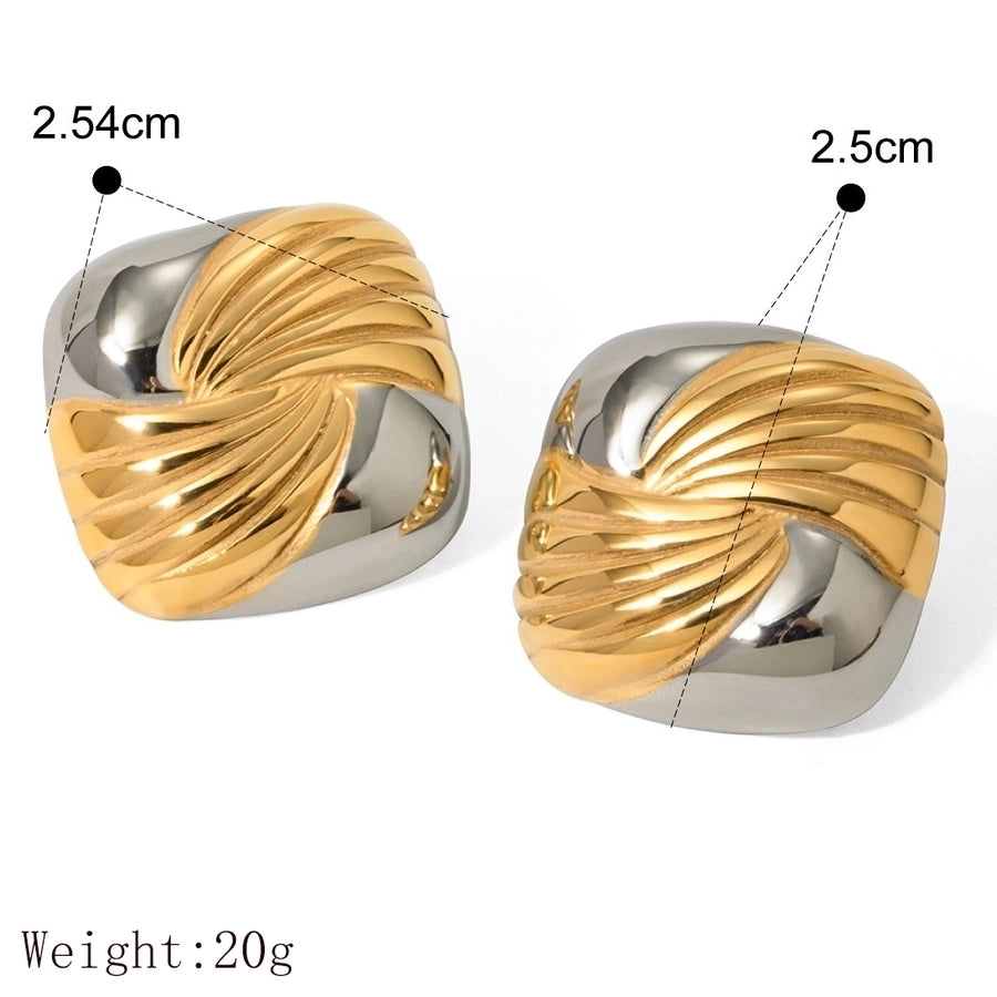 1 Pair Retro Luxurious Geometric Mixed Metal Plating 304 Stainless Steel 18K Gold Plated Ear Studs