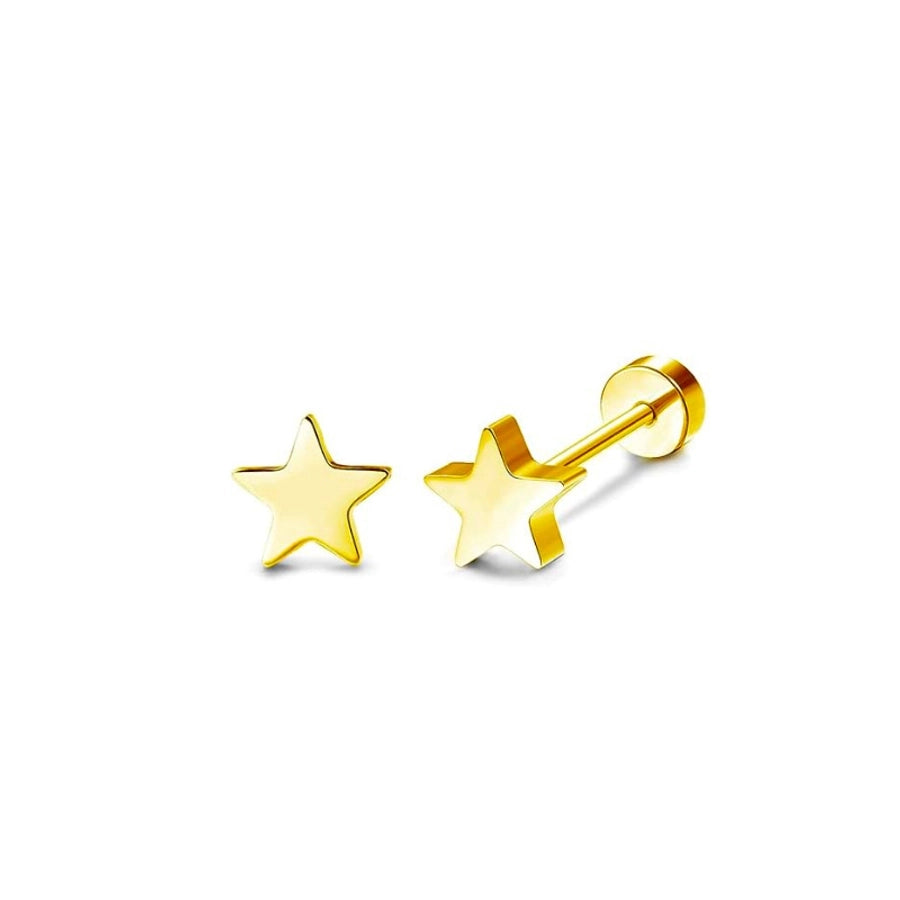 1 Piece Casual Formal Simple Style Star 316 Stainless Steel  Zircon 14K Gold Plated Ear Studs