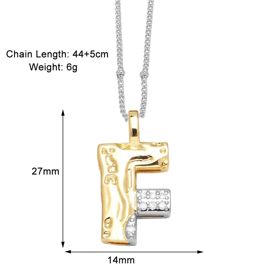 Jewelry Modern Style Simple Style letter 201 Stainless Steel Copper Zircon 18K Gold Plated Mixed Metal Inlay Pendant Necklace