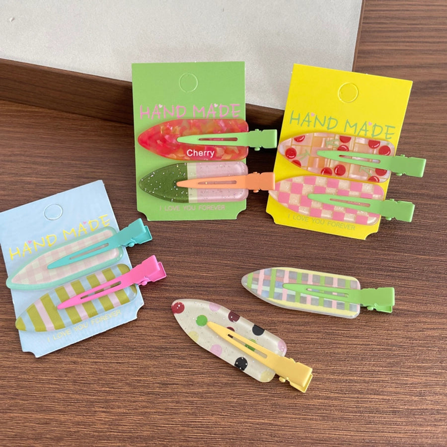 Women's IG Style Cute Stripe Fruit Solid Color Plastic Resin Hair Clip