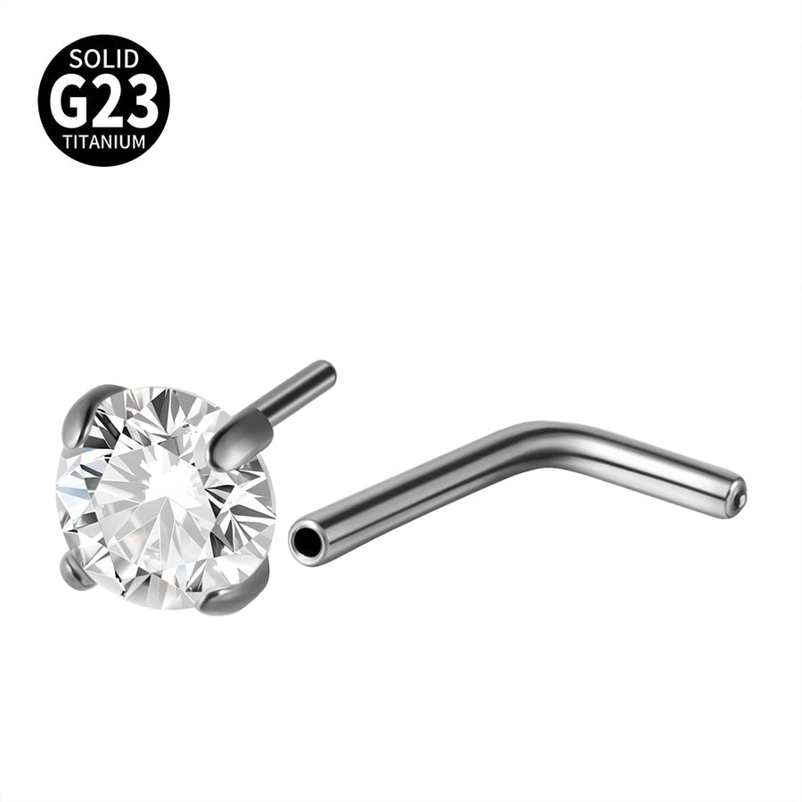 1 Piece Nose Rings & Studs Casual Vacation Round G23 Titanium Alloy Opal Zircon Nose Rings & Studs