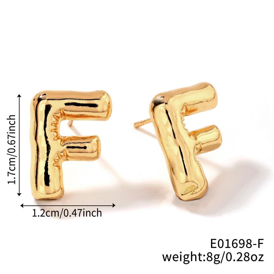 1 Pair Sweet Simple Style Shiny Letter Plating Copper K Gold Plated Ear Studs