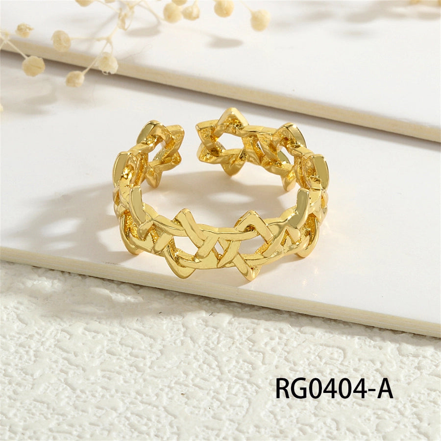 Copper Geometric Solid Color Open Rings