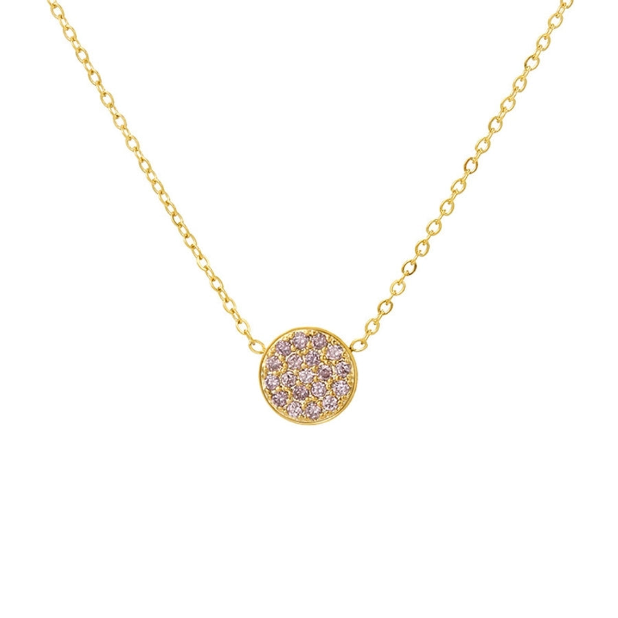 Jewelry IG Style Simple Style Round 304 Stainless Steel Zircon 14K Gold Plated Inlay Necklace