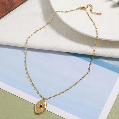 Jewelry Vintage Style Irregular Round Square 304 Stainless Steel Rhinestones Plating Inlay Pendant Necklace