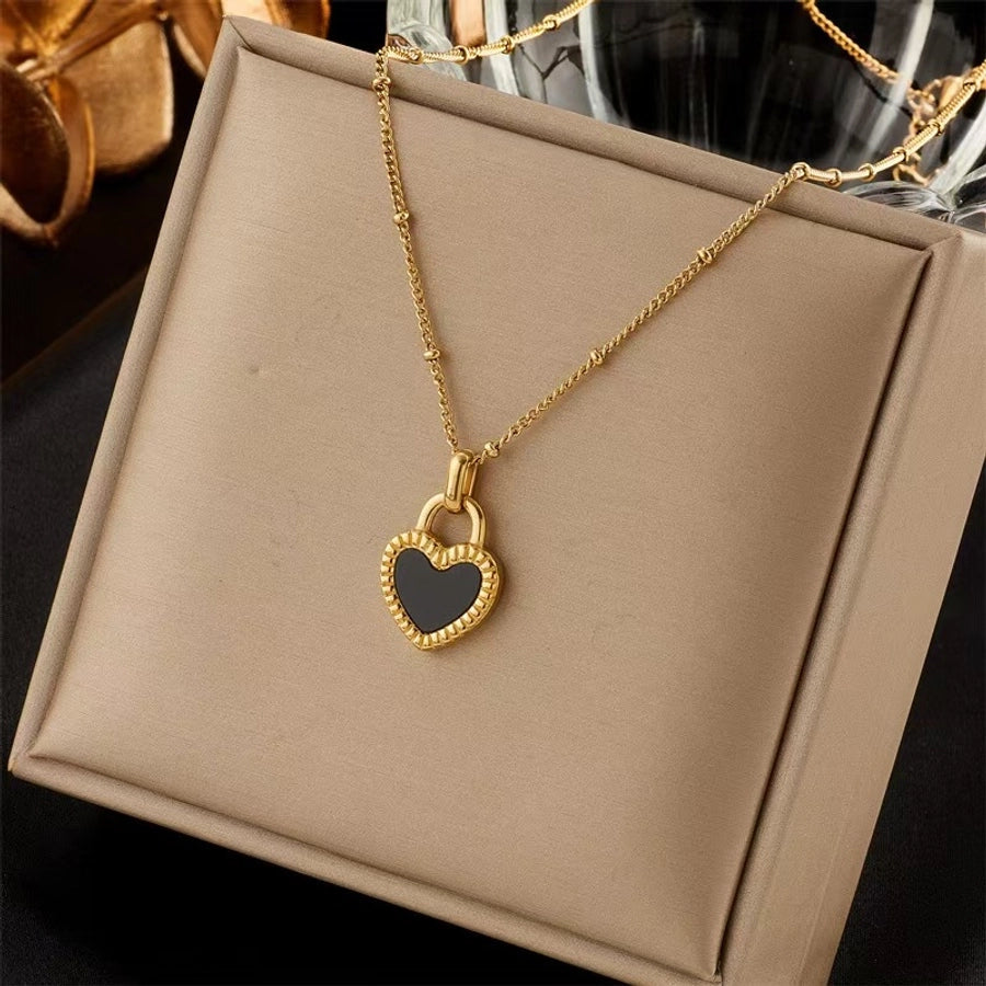 Jewelry Lady Simple Style Classic Style Heart Shape 304 Stainless Steel 18K Gold Plated Plating Pendant Necklace
